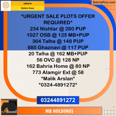 Residential Plot for Sale in Sector E - Nishtar Block -  Bahria Town, Lahore - (BP-155326)