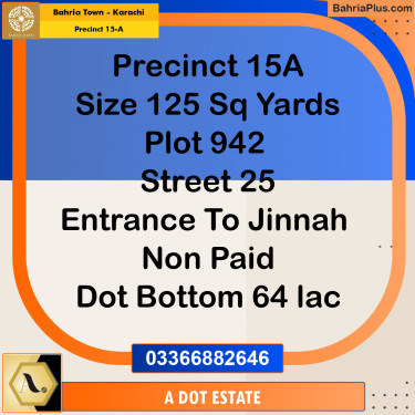 125 Sq. Yards Residential Plot for Sale in Precinct 15-A -  Bahria Town, Karachi - (BP-155368)