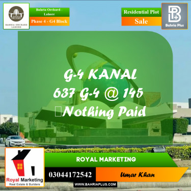 Residential Plot for Sale in Phase 4 - G4 Block -  Bahria Orchard, Lahore - (BP-155380)