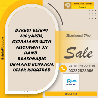 Residential Plot for Sale in Precinct 40 -  Bahria Town, Karachi - (BP-155426)