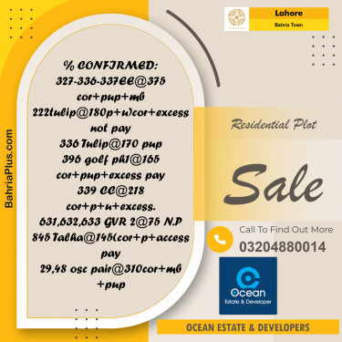 Residential Plot for Sale in Bahria Town, Lahore - (BP-155455)