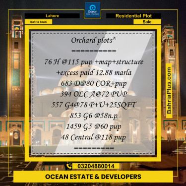 Residential Plot for Sale in Bahria Town, Lahore - (BP-155456)