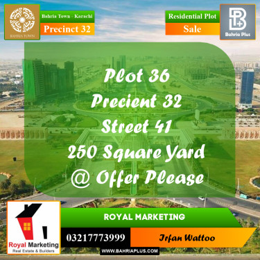 250 Sq. Yards Residential Plot for Sale in Precinct 32 -  Bahria Town, Karachi - (BP-155581)