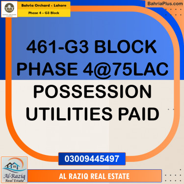 Residential Plot for Sale in Phase 4 - G3 Block -  Bahria Orchard, Lahore - (BP-155598)