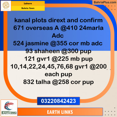 Residential Plot for Sale in Overseas A -  Bahria Town, Lahore - (BP-155677)