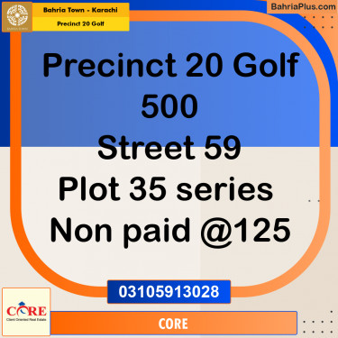 500 Sq. Yards Residential Plot for Sale in Precinct 20 Golf -  Bahria Town, Karachi - (BP-155708)