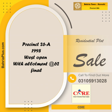 125 Sq. Yards Residential Plot for Sale in Precinct 26A -  Bahria Town, Karachi - (BP-155710)
