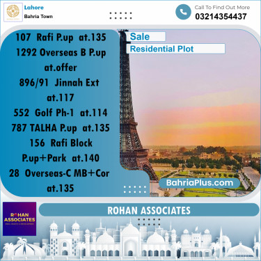 Residential Plot for Sale in Overseas B -  Bahria Town, Lahore - (BP-155730)