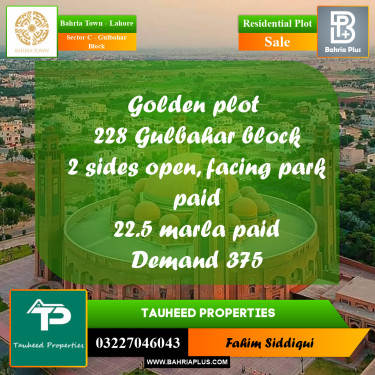 Residential Plot for Sale in Sector C - Gulbahar Block -  Bahria Town, Lahore - (BP-155743)