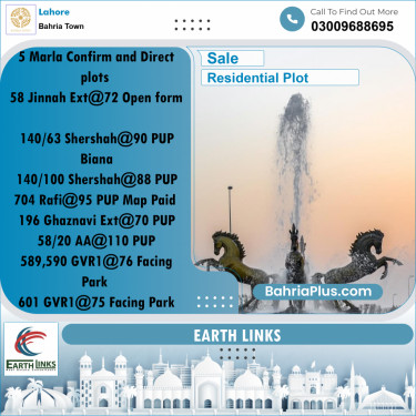 Residential Plot for Sale in Bahria Town, Lahore - (BP-155745)