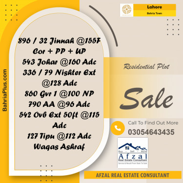 Residential Plot for Sale in Sector E - Jinnah Block -  Bahria Town, Lahore - (BP-155752)