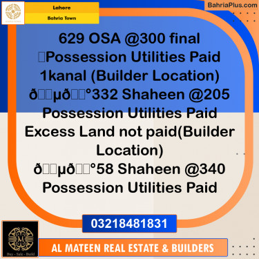 Residential Plot for Sale in Overseas A -  Bahria Town, Lahore - (BP-155847)