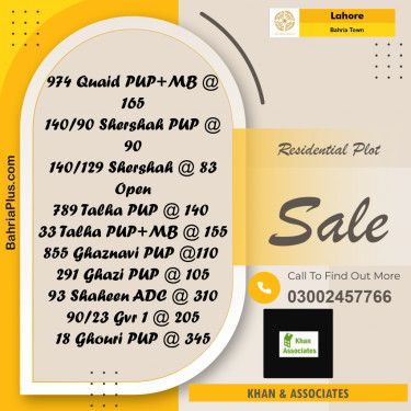 Residential Plot for Sale in Bahria Town, Lahore - (BP-155865)