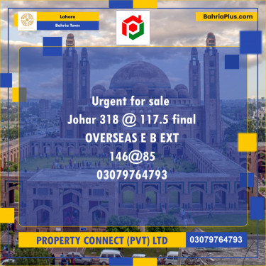 Residential Plot for Sale in Sector E - Johar Block -  Bahria Town, Lahore - (BP-155894)