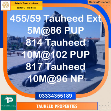 Residential Plot for Sale in Sector C - Iris Block -  Bahria Town, Lahore - (BP-155929)