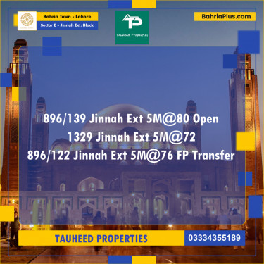 Residential Plot for Sale in Sector E - Jinnah Ext. Block -  Bahria Town, Lahore - (BP-155932)