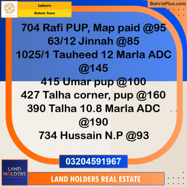 Residential Plot for Sale in Sector E - Rafi Block -  Bahria Town, Lahore - (BP-156037)