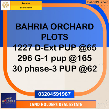Residential Plot for Sale in Phase 2 - D Block -  Bahria Orchard, Lahore - (BP-156039)