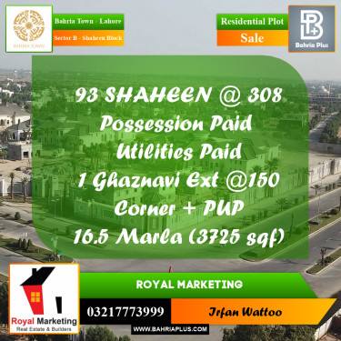 Residential Plot for Sale in Sector B - Shaheen Block -  Bahria Town, Lahore - (BP-156058)