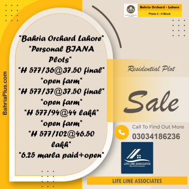 Residential Plot for Sale in Phase 2 - H Block -  Bahria Orchard, Lahore - (BP-156070)