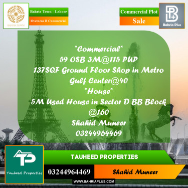 Commercial Plot for Sale in Overseas B Commercial -  Bahria Town, Lahore - (BP-156078)