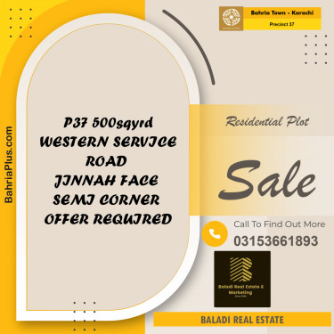 Residential Plot for Sale in Precinct 37 -  Bahria Town, Karachi - (BP-156081)