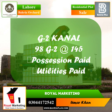 Residential Plot for Sale in Bahria Orchard, Lahore - (BP-156147)