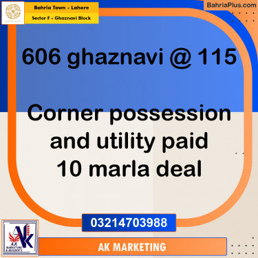 Residential Plot for Sale in Sector F - Ghaznavi Block -  Bahria Town, Lahore - (BP-156218)