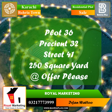 250 Sq. Yards Residential Plot for Sale in Precinct 32 -  Bahria Town, Karachi - (BP-156226)