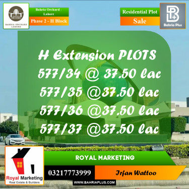 Residential Plot for Sale in Phase 2 - H Block -  Bahria Orchard, Lahore - (BP-156228)