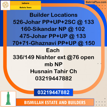 Residential Plot for Sale in Sector E - Johar Block -  Bahria Town, Lahore - (BP-156249)