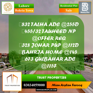 Residential Plot for Sale in Bahria Town, Lahore - (BP-156264)