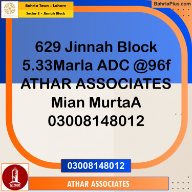Residential Plot for Sale in Sector E - Jinnah Block -  Bahria Town, Lahore - (BP-156268)