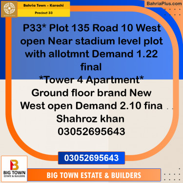 Residential Plot for Sale in Precinct 33 -  Bahria Town, Karachi - (BP-156277)