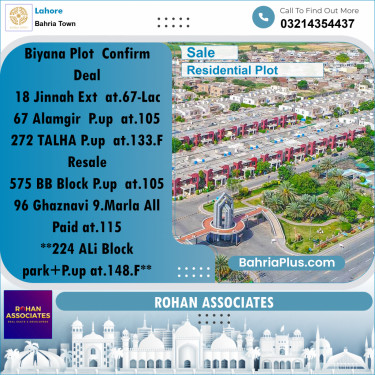 Residential Plot for Sale in Sector E - Jinnah Ext. Block -  Bahria Town, Lahore - (BP-156280)