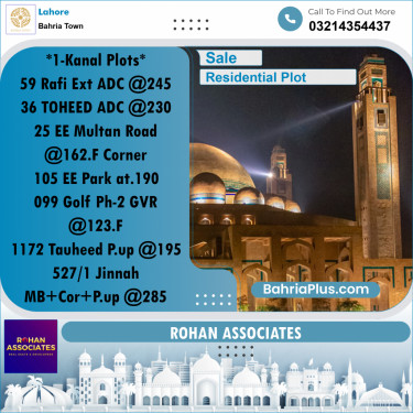 Residential Plot for Sale in Sector E - Rafi Ext. Block -  Bahria Town, Lahore - (BP-156284)