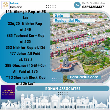 Residential Plot for Sale in Sector F - Alamgir Block -  Bahria Town, Lahore - (BP-156294)