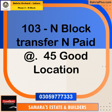 Residential Plot for Sale in Phase 2 - N Block -  Bahria Orchard, Lahore - (BP-156304)