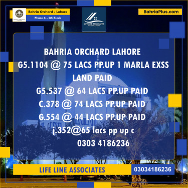 Residential Plot for Sale in Phase 4 - G5 Block -  Bahria Orchard, Lahore - (BP-156316)