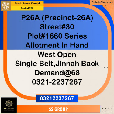 125 Sq. Yards Residential Plot for Sale in Precinct 26A -  Bahria Town, Karachi - (BP-156328)