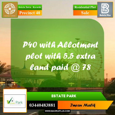 Residential Plot for Sale in Precinct 40 -  Bahria Town, Karachi - (BP-156334)