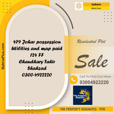 Residential Plot for Sale in Sector E - Johar Block -  Bahria Town, Lahore - (BP-156395)