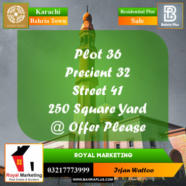 Residential Plot for Sale in Precinct 36 -  Bahria Town, Karachi - (BP-156411)
