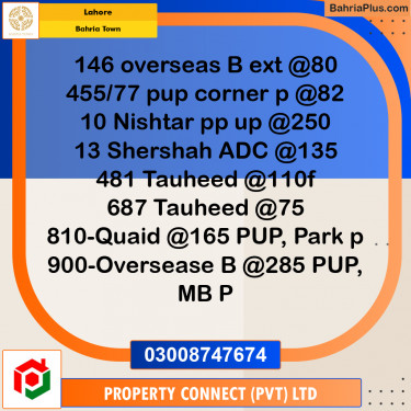 Residential Plot for Sale in Overseas B Ext -  Bahria Town, Lahore - (BP-156423)