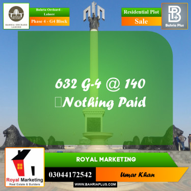 Residential Plot for Sale in Phase 4 - G4 Block -  Bahria Orchard, Lahore - (BP-156425)