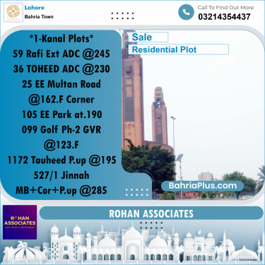 Residential Plot for Sale in Sector E - Rafi Ext. Block -  Bahria Town, Lahore - (BP-156447)