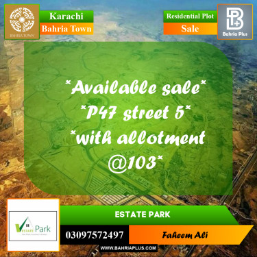 250 Sq. Yards Residential Plot for Sale in Precinct 47 -  Bahria Town, Karachi - (BP-156452)