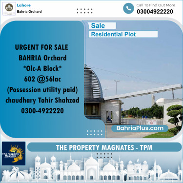 Residential Plot for Sale in OLC-A Block -  Bahria Orchard, Lahore - (BP-156481)
