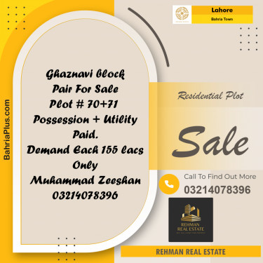 Residential Plot for Sale in Bahria Town, Lahore - (BP-156524)