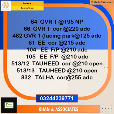Residential Plot for Sale in Bahria Town, Lahore - (BP-156544)